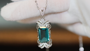 Blue Diamond Necklace | Womens Emerald Necklace | Blue Diamond Pendant