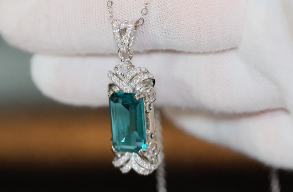 Blue Diamond Necklace | Womens Emerald Necklace | Blue Diamond Pendant