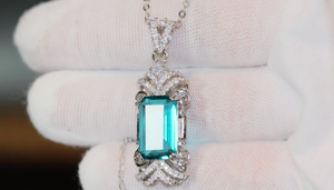 Blue Diamond Necklace | Womens Emerald Necklace | Blue Diamond Pendant