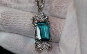 Blue Diamond Necklace | Womens Emerald Necklace | Blue Diamond Pendant