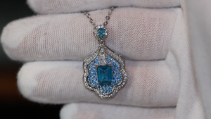 Blue Diamond Necklace | Womens Blue Gemstone Necklace