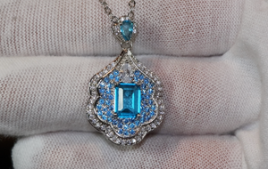 Blue Diamond Necklace | Womens Blue Gemstone Necklace