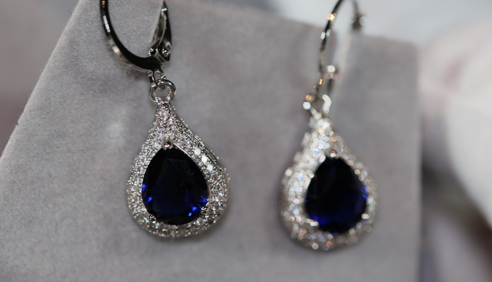 Blue Diamond Earrings | Sapphire Earrings | Sapphire Blue Earrings | Womens Diamond Earrings