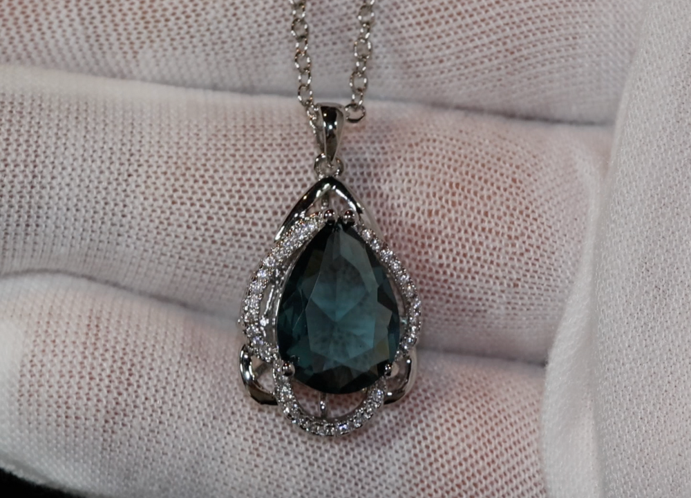 Blue Diamond Necklace | Teal Blue Diamond Necklace