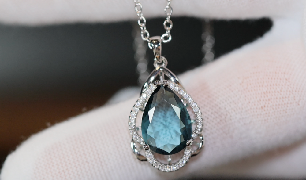 Blue Diamond Necklace | Teal Blue Diamond Necklace