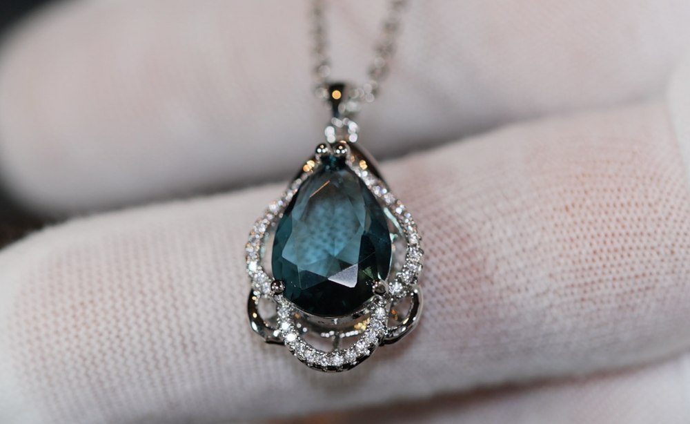 Blue Diamond Necklace | Teal Blue Diamond Necklace