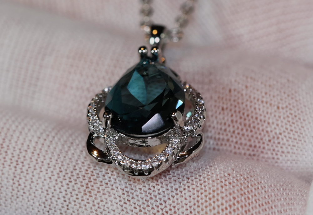 Blue Diamond Necklace | Teal Blue Diamond Necklace