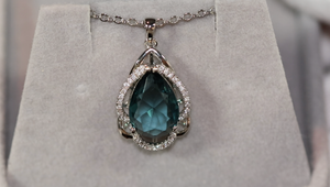 Blue Diamond Necklace | Teal Blue Diamond Necklace