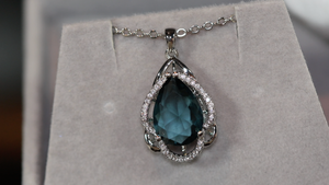 Blue Diamond Necklace | Teal Blue Diamond Necklace