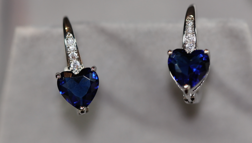 Blue Diamond Earrings | Sapphire Earrings | Womens Earrings | Sapphire Blue Earrings | Womens Diamond Earrings