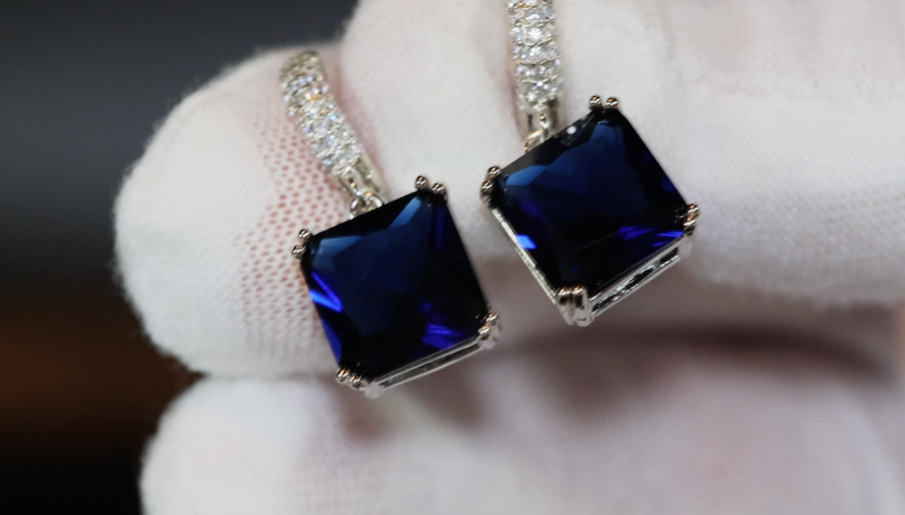 Sapphire Diamond Earrings | Blue Diamond Earrings | Sapphire Earrings