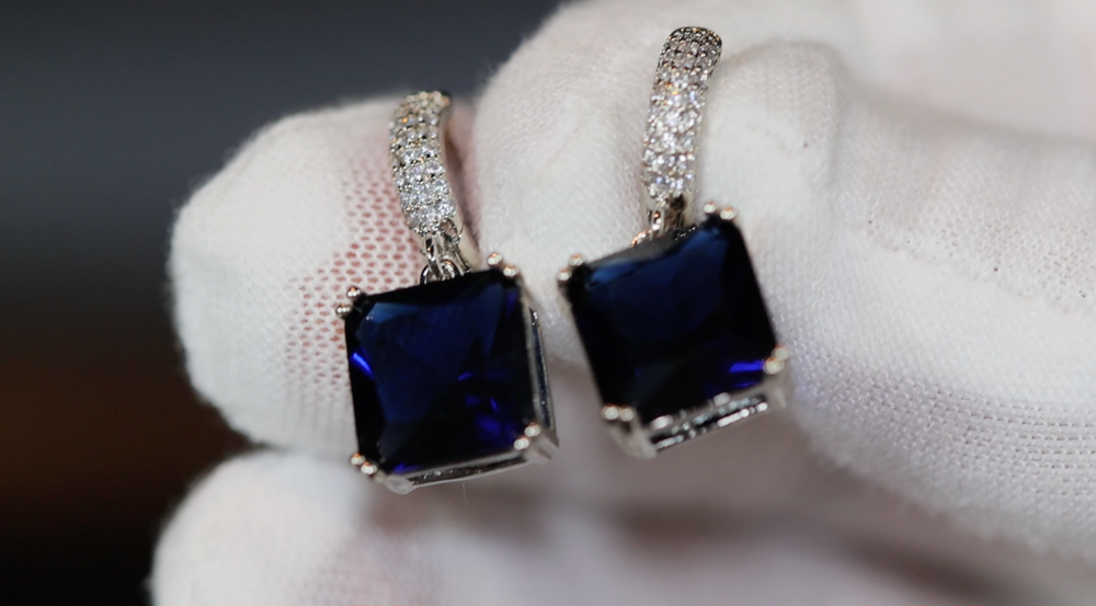 Sapphire Diamond Earrings | Blue Diamond Earrings | Sapphire Earrings