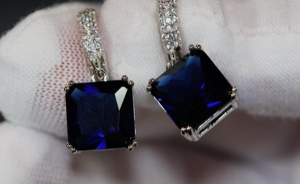 Sapphire Diamond Earrings | Blue Diamond Earrings | Sapphire Earrings