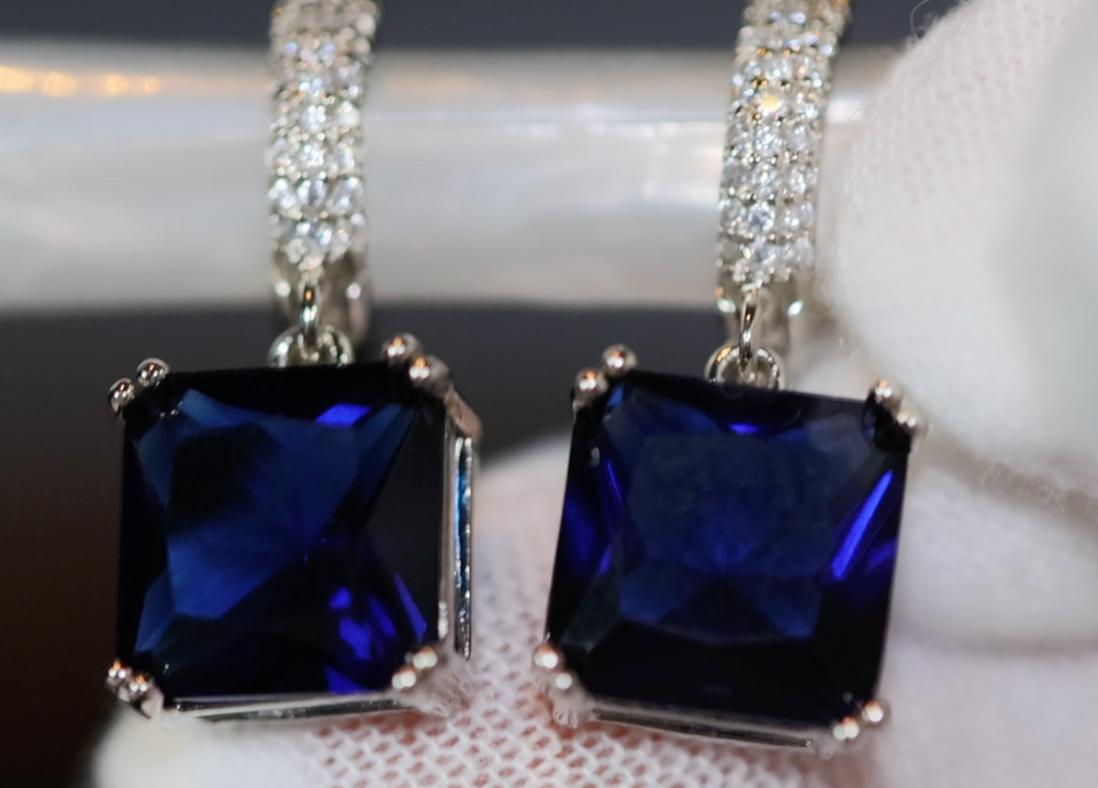 Sapphire Diamond Earrings | Blue Diamond Earrings | Sapphire Earrings