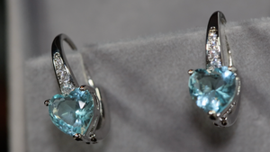 Blue Diamond Earrings | Womens Heart Diamond Earrings