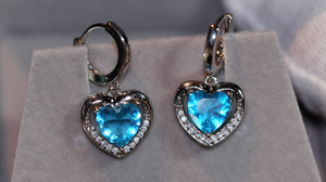 Diamond Earrings | Heart Earrings | Blue Diamond Heart Earrings