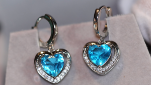 Diamond Earrings | Heart Earrings | Blue Diamond Heart Earrings