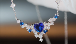 Sapphire Blue Diamond Heart Necklace | Womens Diamond Necklace | Sapphire Blue Diamond Pendant