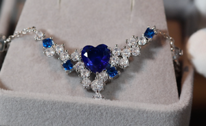 Sapphire Blue Diamond Heart Necklace | Womens Diamond Necklace | Sapphire Blue Diamond Pendant