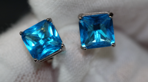 Blue Diamond Ear Studs | Womens Blue Diamond Ear Studs | Mens Blue Diamond Ear Studs