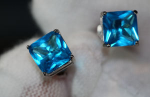 Blue Diamond Ear Studs | Womens Blue Diamond Ear Studs | Mens Blue Diamond Ear Studs