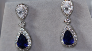 Blue Pear Cut Diamond Earrings | Womens Sapphire Earrings | Sapphire Blue Earrings