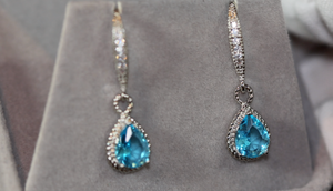 Blue Diamond Earrings | Womens Earrings | Aquamarine Diamond Earrings