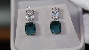 Teal blue diamond earrings | Green Diamond Earrings | Blue Diamond Earrings