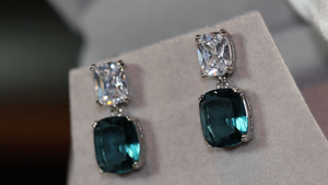 Teal blue diamond earrings | Green Diamond Earrings | Blue Diamond Earrings