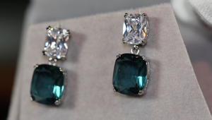 Teal blue diamond earrings | Green Diamond Earrings | Blue Diamond Earrings