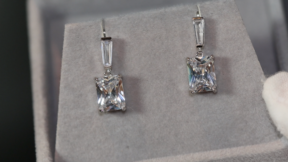 Diamond Earrings | Womens Radiant Diamond Earrings | Womens Diamond Earrings | Classy Earrings