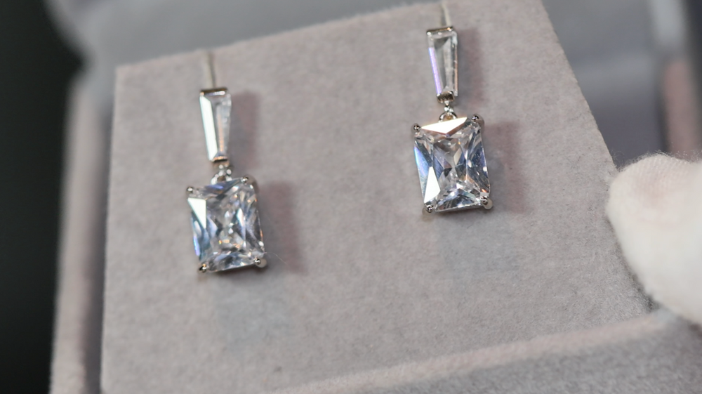 Diamond Earrings | Womens Radiant Diamond Earrings | Womens Diamond Earrings | Classy Earrings