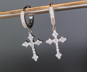 Mens Cross Earrings | Cross Earrings Men | Diamond Earrings | Dangle Earrings | Cross Earrings | Cross Dangle Earrings | Iced Out Earrings