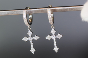 Mens Cross Earrings | Cross Earrings Men | Diamond Earrings | Dangle Earrings | Cross Earrings | Cross Dangle Earrings | Iced Out Earrings