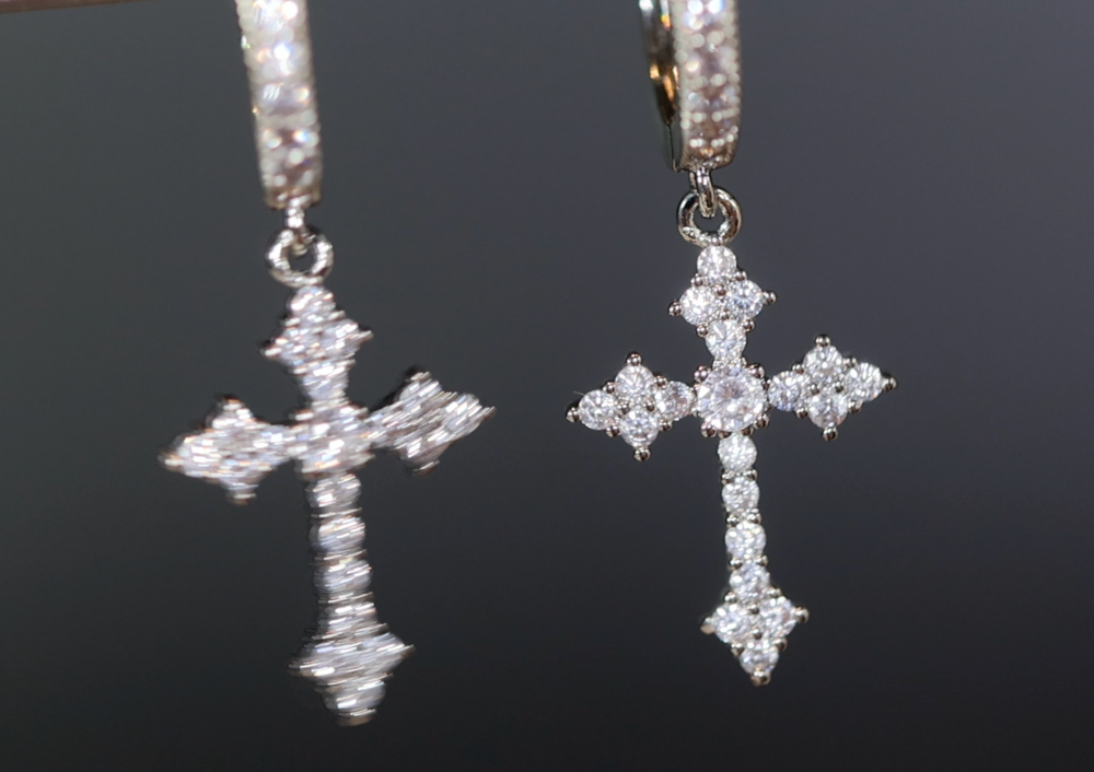 Mens Cross Earrings | Cross Earrings Men | Diamond Earrings | Dangle Earrings | Cross Earrings | Cross Dangle Earrings | Iced Out Earrings