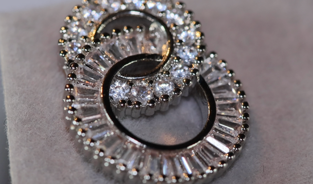 
            
                Load image into Gallery viewer, Diamond Hoop Earrings | Hoop Earrings | Womens Baguette Diamond Earrings | Silver Hoop Earrings with Diamonds | Baguette Hoop Earrings
            
        