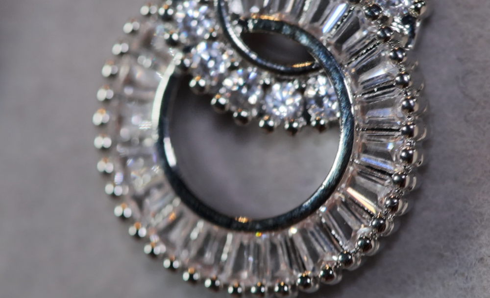 
            
                Load image into Gallery viewer, Diamond Hoop Earrings | Hoop Earrings | Womens Baguette Diamond Earrings | Silver Hoop Earrings with Diamonds | Baguette Hoop Earrings
            
        
