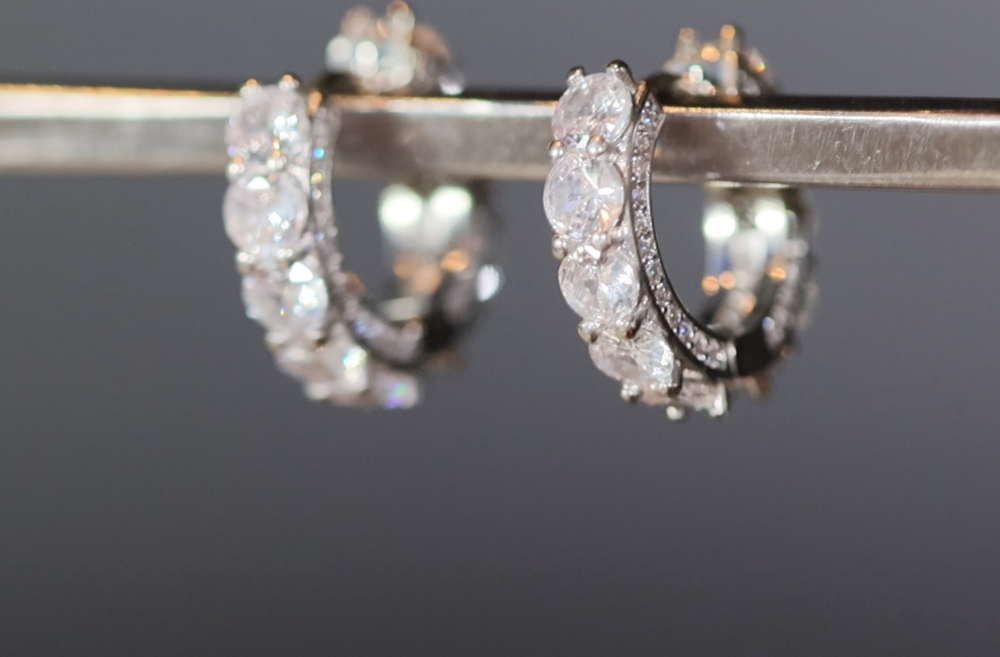 Small diamond hoop earrings