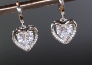 Diamond Earrings | Heart Earrings | Diamond Heart Earrings | Womens Earrings | Heart earrings with Diamonds | Hoop Earrings | Hoop Earring