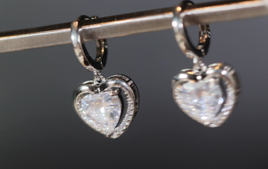 Diamond Earrings | Heart Earrings | Diamond Heart Earrings | Womens Earrings | Heart earrings with Diamonds | Hoop Earrings | Hoop Earring