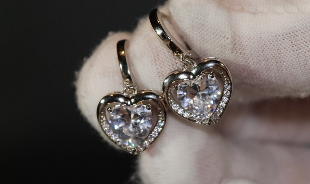 Diamond Earrings | Heart Earrings | Diamond Heart Earrings | Womens Earrings | Heart earrings with Diamonds | Hoop Earrings | Hoop Earring