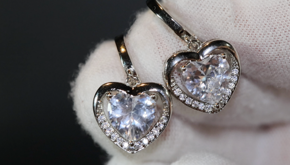 Diamond Earrings | Heart Earrings | Diamond Heart Earrings | Womens Earrings | Heart earrings with Diamonds | Hoop Earrings | Hoop Earring