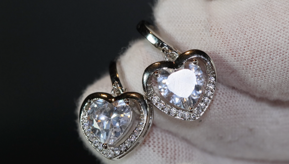 Diamond Earrings | Heart Earrings | Diamond Heart Earrings | Womens Earrings | Heart earrings with Diamonds | Hoop Earrings | Hoop Earring