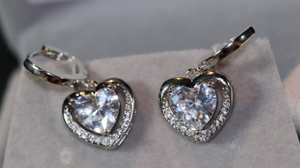 Diamond Earrings | Heart Earrings | Diamond Heart Earrings | Womens Earrings | Heart earrings with Diamonds | Hoop Earrings | Hoop Earring