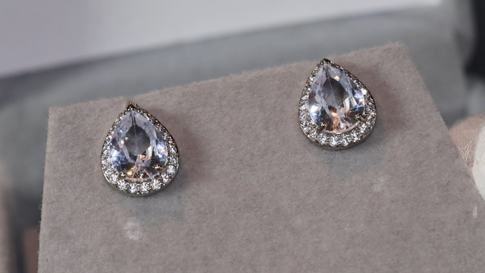 Teardrop Ear Studs | Womens Diamond Earrings | Pear cut diamond ear studs