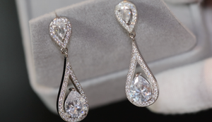 Pear cut diamond earrings, Teardrop diamond earrings, womens classy diamond earrings