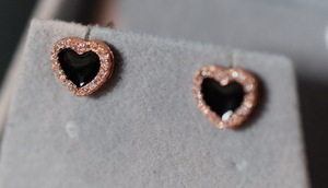 Rose Gold Earrings | Heart Earrings | Womens Earrings | Rose Gold Ear Studs | Heart Ear Studs | Womens Diamond Ear Studs | Ear Studs