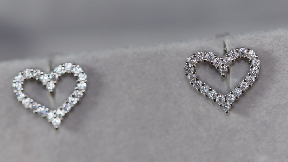 Heart Ear Studs | Diamond Heart Ear Studs
