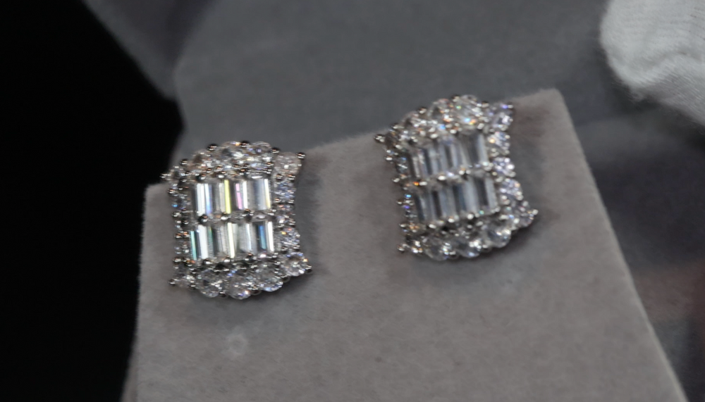 Baguette Ear Studs | Womens Diamond Ear Studs | Womens Baguette Cut Diamond Ear Studs