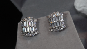 Baguette Ear Studs | Womens Diamond Ear Studs | Womens Baguette Cut Diamond Ear Studs